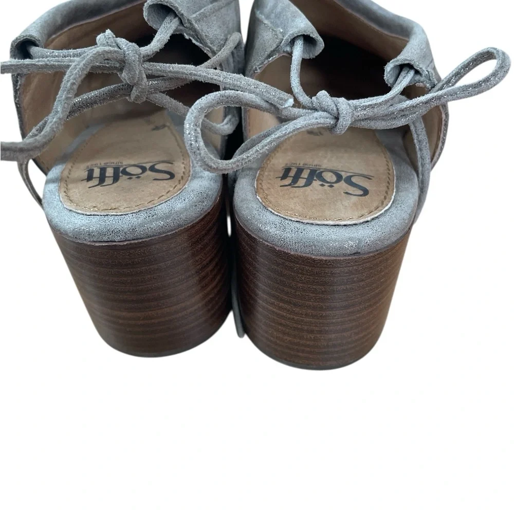 Sofft Womens Metallic Silver Suede tie Back Mule Pump Clog Size‎ 9